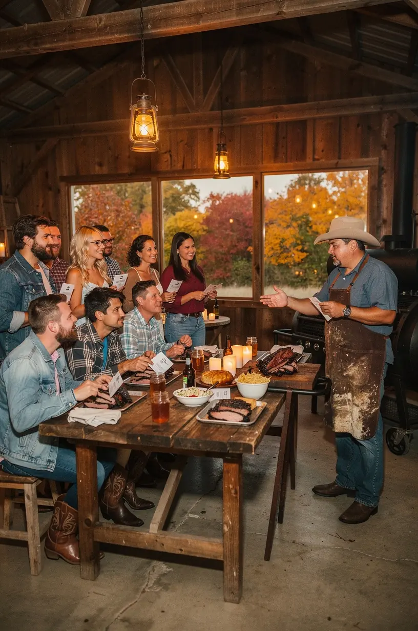 Группа путешественников наслаждается дегустацией блюд в местном гастрономическом центре США.